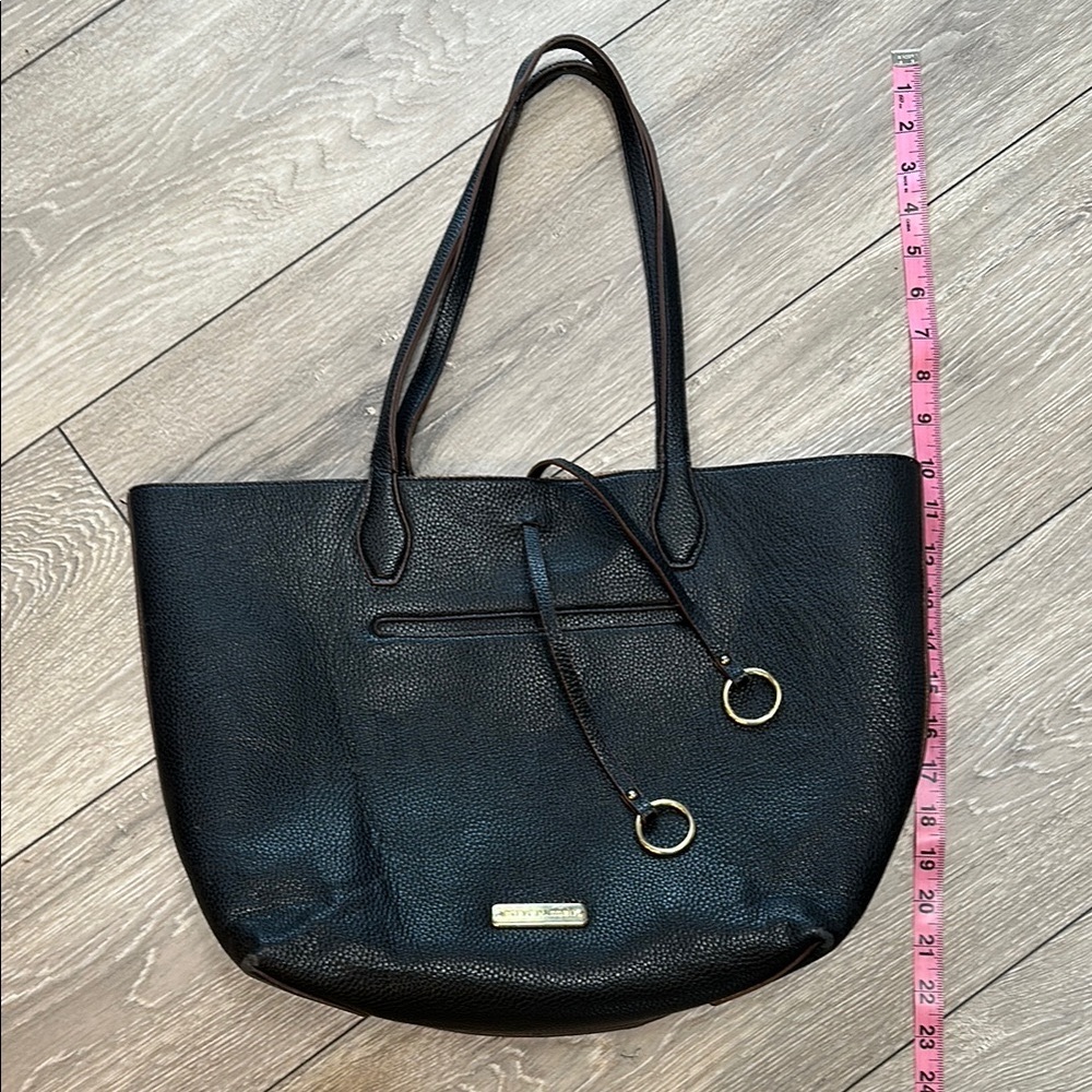 Steve Madden Black Tote with Pebbled Leather and Gold Details